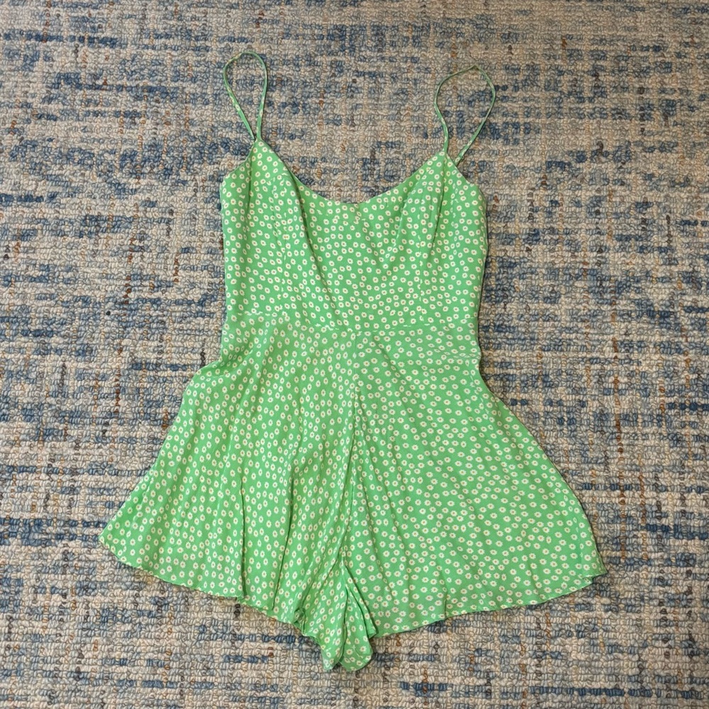 Zara Green Romper with White Floral Accents